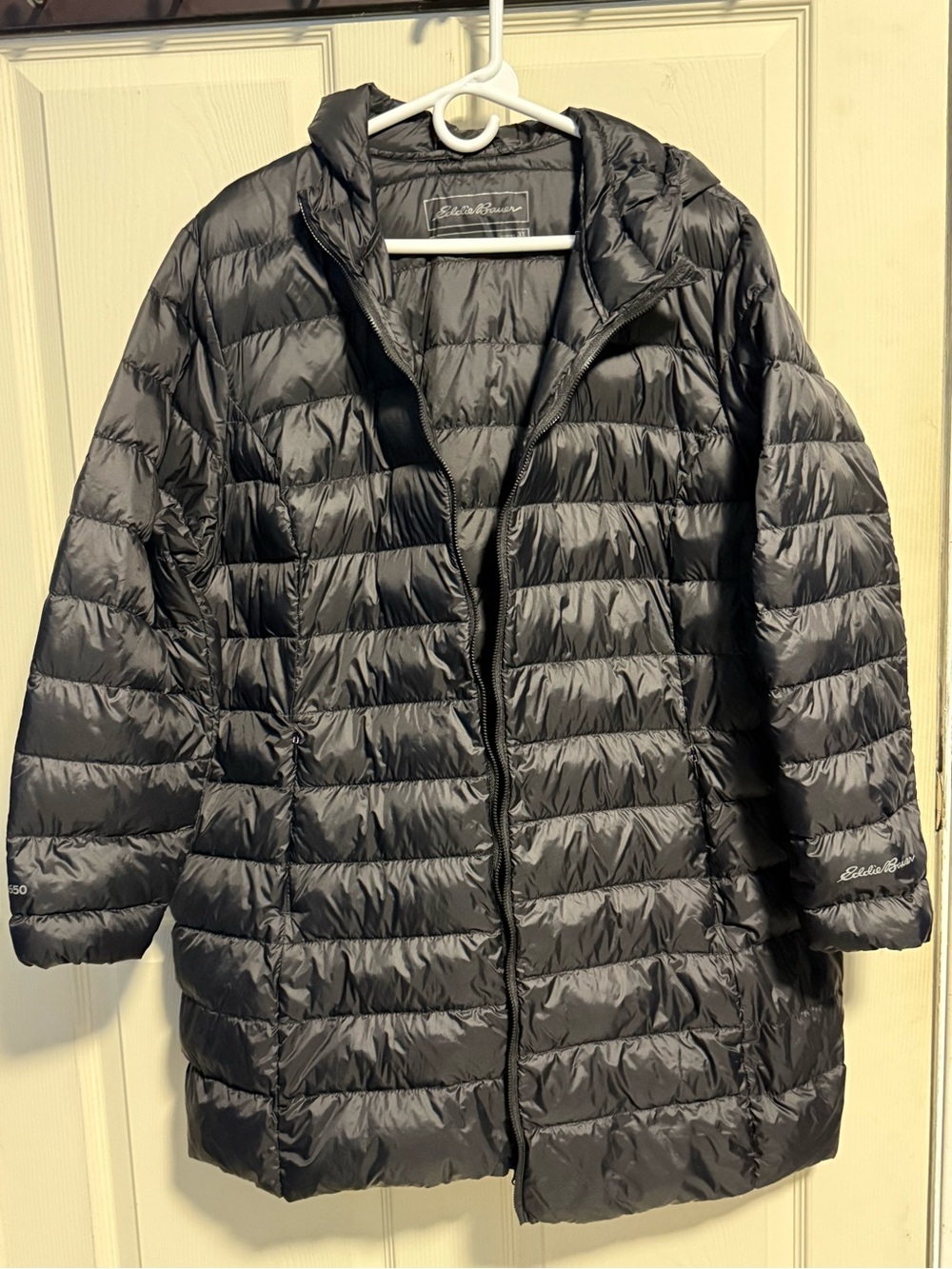 Eddie Bauer Black Quilted Long Packable Coat